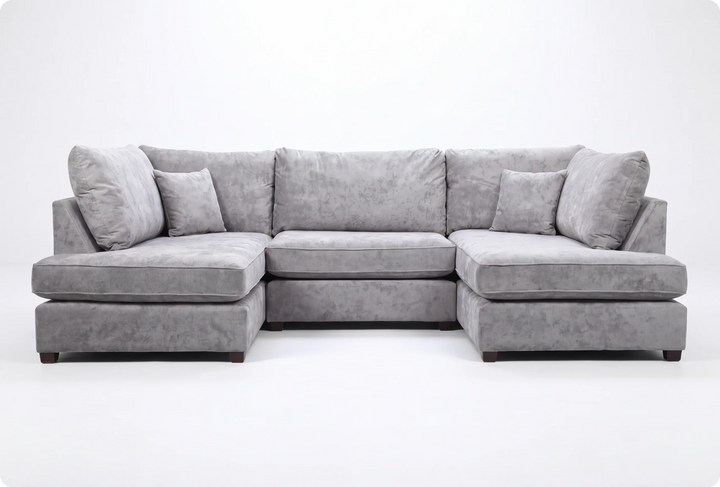 Mayfair Grey Fabric U Shape High Back Corner Sofa