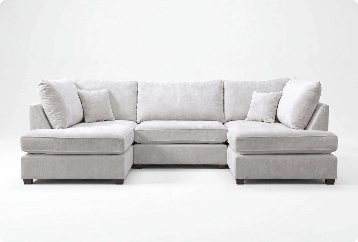 Mayfair Silver  Fabric U Shape High Back Corner Sofa