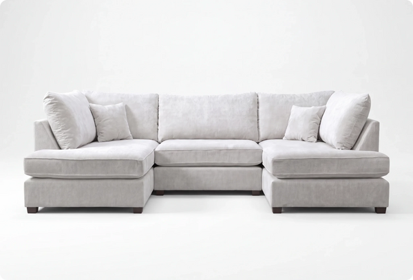 Mayfair Silver  Fabric U Shape High Back Corner Sofa