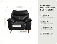 Ascot black Leather Armchair measurements