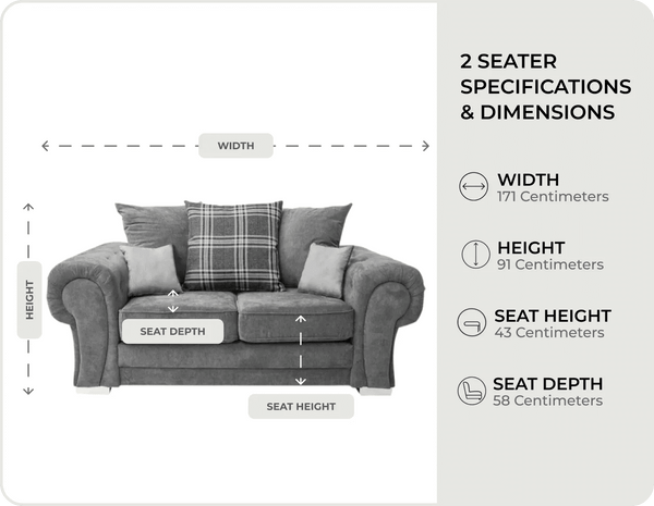 Florence Scatter Grey Fabric 2 Seater Sofa