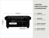 Chesterfield Black Leather Antique 2 Seater Sofa - Sofa-Direct