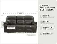 Milano Genuine Leather  Grey Electric Power Recliner 3 Seater Sofa