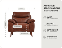 Ascot Genuine Leather Tan Armchair measurements