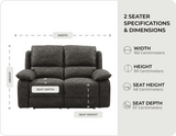 Chelsea Grey Suede Fabric Electric Recliner 2 Seater Sofa - Sofa-Direct