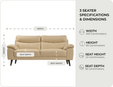Ascot Genuine Leather Cream 3 Seater Sofa