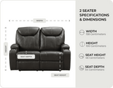 Cinemax Grey Electric 2 Seater Leather Recliner Sofa With Two Cup Holders