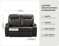 Cinemax Grey Electric 2 Seater Leather Recliner Sofa With Two Cup Holders