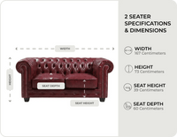 Chesterfield Red Leather Antique 2 Seater Sofa - Sofa-Direct