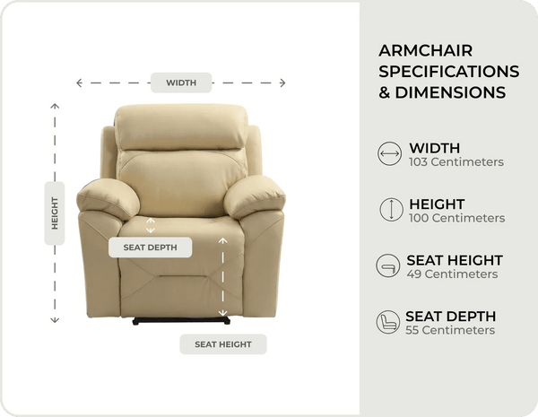 Milano Cream Leather Power Recliner Armchair