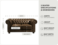 Chesterfield Brown Leather Antique 2 Seater Sofa - Sofa-Direct