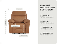 Milano Genuine Leather Caramel Electric Power Recliner Armchair