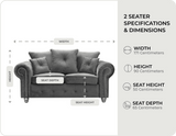 Haven Grey Fabric Velvet 2 Seater Sofa - Sofa-Direct