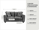 Richmond Grey Fabric 2 Seater Sofa measurements