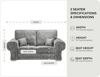 Florence High Back Grey Fabric 2 Seater Sofa