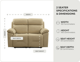 Milano Genuine Leather Cream Electric Power Recliner 2 Seater Sofa