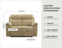 Milano Genuine Leather Cream Electric Power Recliner 2 Seater Sofa