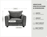 Richmond Grey Fabric Armchair measurements