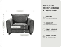 Richmond Grey Fabric Armchair measurements