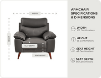 Ascot Genuine Leather Grey Armchair measurement