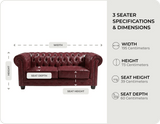 Chesterfield Red Leather Antique 3 Seater Sofa - Sofa-Direct