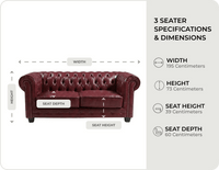 Chesterfield Red Leather Antique 3 Seater Sofa - Sofa-Direct