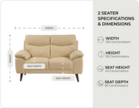 Ascot Genuine Leather Cream 2 Seater Sofa