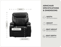 Cinemax Black Electric Leather Recliner Armchair With Two Cup Holders