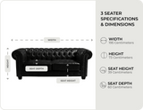 Chesterfield Black Leather Antique 3 Seater Sofa - Sofa-Direct