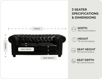 Chesterfield Black Leather Antique 3 Seater Sofa - Sofa-Direct
