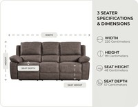 Chelsea Brown Suede Fabric Electric Recliner 3 Seater Sofa - Sofa-Direct