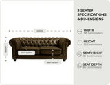 Chesterfield Brown Leather Antique 3 Seater Sofa - Sofa-Direct