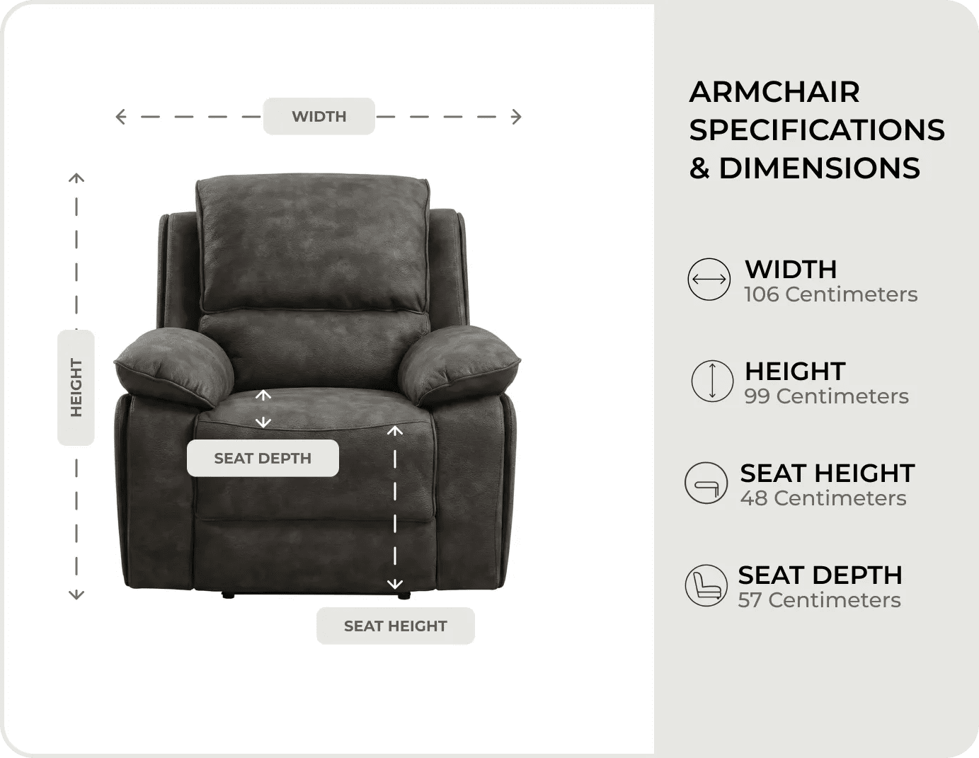 Chelsea Grey Suede Fabric Electric Recliner Armchair - Sofa-Direct
