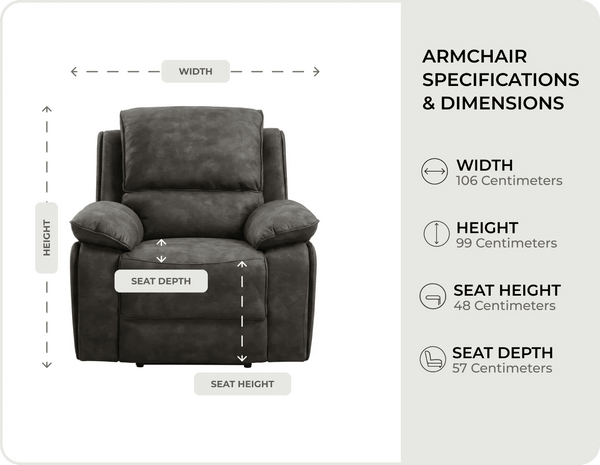 Chelsea Grey Suede Fabric Electric Recliner Armchair - Sofa-Direct