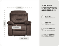 Foster Brown Fabric Electric Recliner Armchair measurements