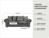 Haven Grey Fabric Velvet 3 Seater Sofa - Sofa-Direct