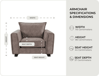 Richmond Brown Fabric Armchair measurements