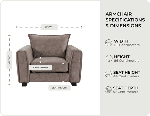 Richmond Brown Fabric Armchair measurements