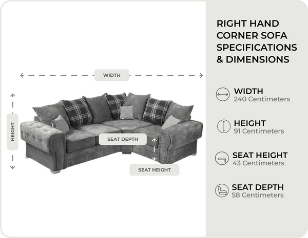 Florence Scatter Grey Fabric Right Corner Sofa