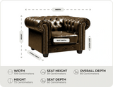 Chesterfield Brown Leather Antique Armchair measurement