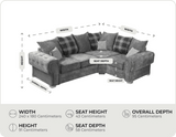 Florence Scatter Grey Fabric Right Corner Sofa measurements 