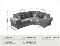 Florence Scatter Grey Fabric Right Corner Sofa measurements 