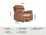 Torino Genuine Leather Caramel Electric Power Recliner Armchair
    measurements
