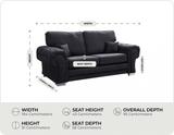 Florence High Back Black Fabric 3 Seater Sofa Bed measurements