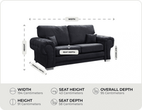 Florence High Back Black Fabric 3 Seater Sofa Bed measurements
