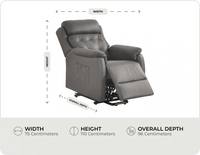 Oliver Genuine Leather Grey Rise & Recline Mobility Chair measurements