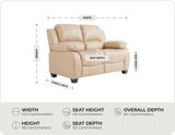 Veloura Cream Leather 2 Seater Sofa measurement