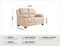 Veloura Cream Leather 2 Seater Sofa measurement