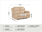 York Cream Leather Electric Recliner 2 Seater Sofa measurement