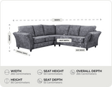Cotswold Grey Fabric High Back Corner Sofa measurements
